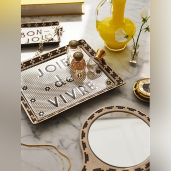 Anthropologie The Bistro Tile Stoneware Tray | Joie de Vivre | NIB - Picture 1 of 4